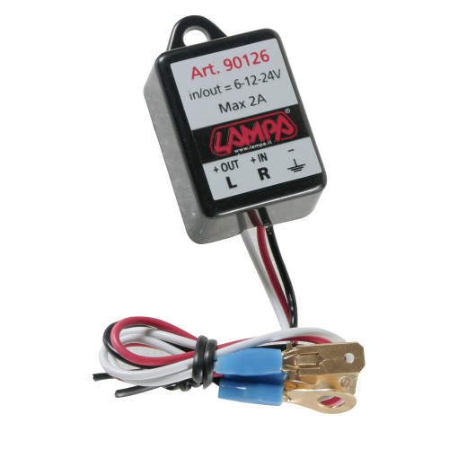 Relé, elektronikus LED-index villogtató – 6/12/24 V, max. 2 A, gyorscsatlakozós kivitel