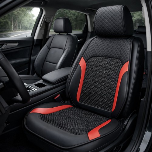 Ülésvédő, szellőző, prémium fekete-piros, Ice Silk, Autolife 02362