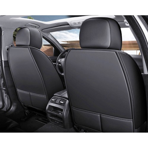 Üléshuzat garnitúra, 11 részes, prémium Ice Silk/PU bőr fekete-fehér, Autolife