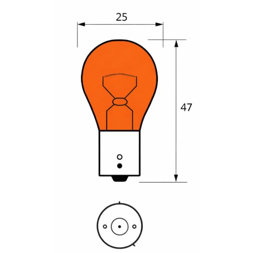 Izzó 12V/21W BA15s narancssárga (szimetrikus) index 343TB