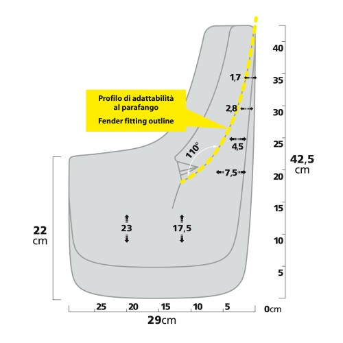 Sárfogó gumi, fekete, univerzális, párban, 29 x 42,5 cm Splash-Guards Contour SUV - Type 7