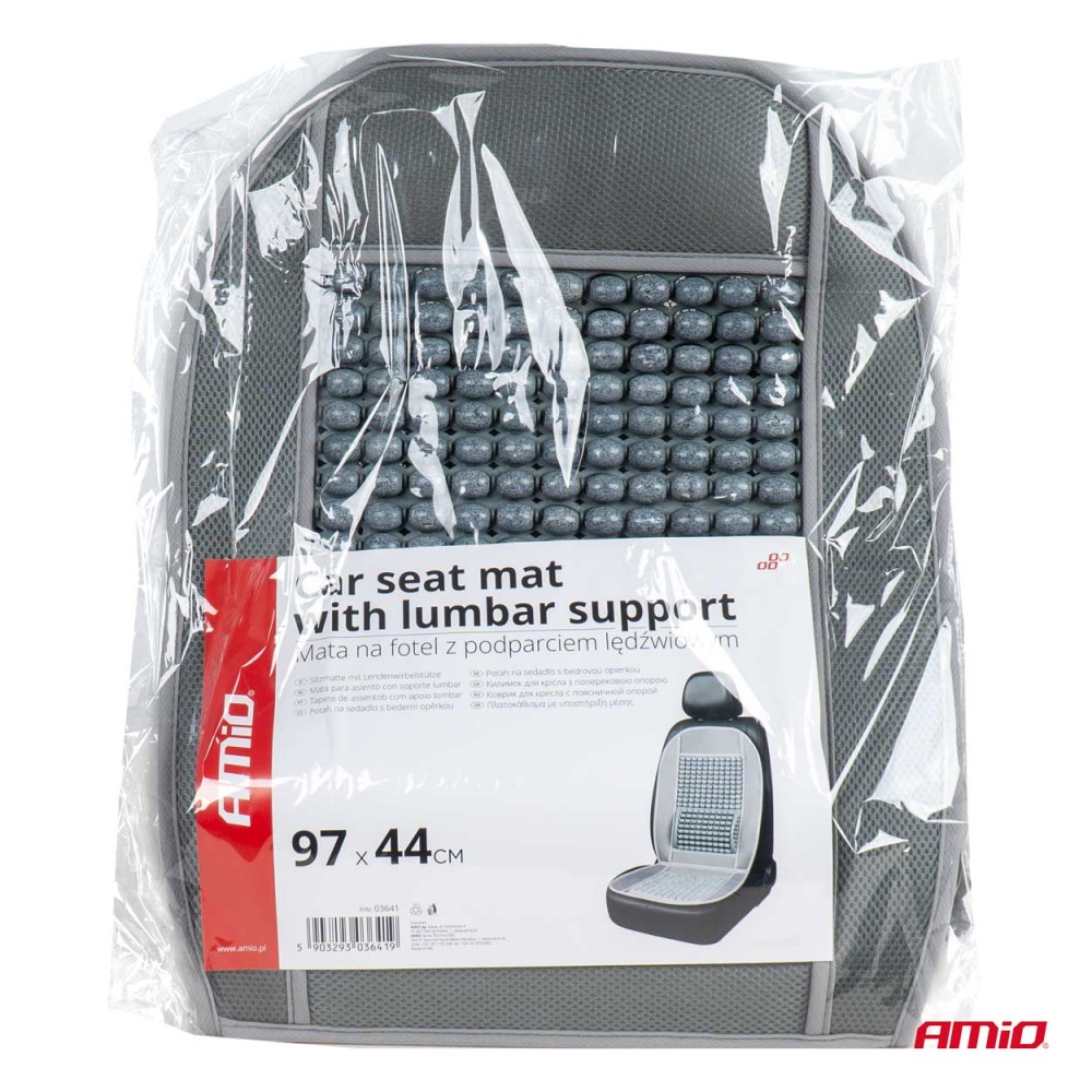 Ülésvédő deréktámasszal, fagolyós, szürke, Amio 03641