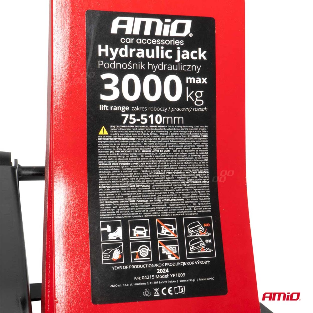 Krokodil, hidraulikus emelő 75-510 mm, 3 tonnás, Amio 04215