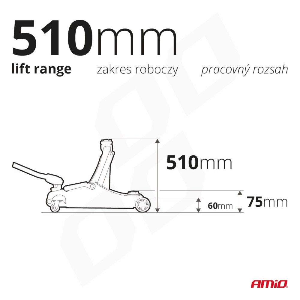 Krokodil, hidraulikus emelő 75-510 mm, 3 tonnás, Amio 04215