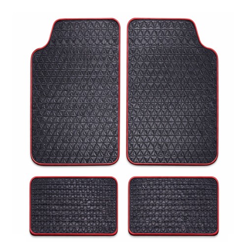 Autószőnyeg 4db-os garnitúra, gumi, fekete-piros, Autolife 2718