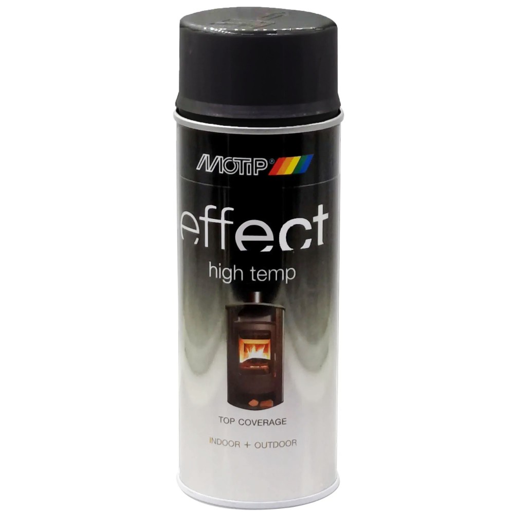 Hőálló, kül- és beltéri  fekete festék (800°C) 400 ml Motip 302401