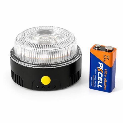 Vészvillogó mágneses biztonsági jelzőlámpa, sárga/fehér, Gigowatt V16