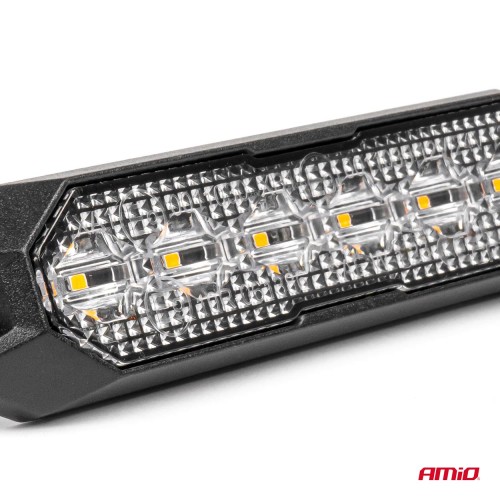 Villogófény, narancssárga 2 funkciós 6 LED-es 12/24V AMIO 03930