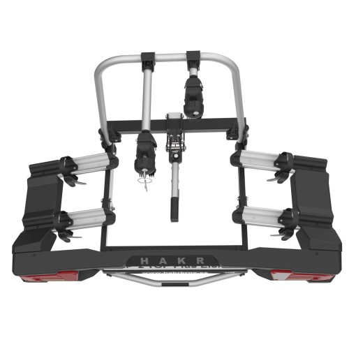 Kerékpártartó vonóhorogra, 2db kerékpárhoz (E-Bike is), zárható HAKR Trip 2 Top Plus Elektro