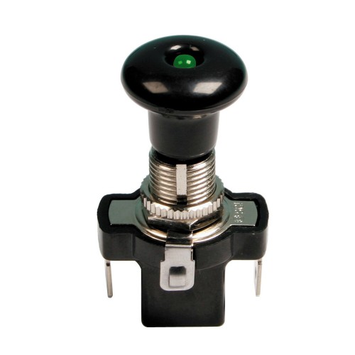 Kapcsoló, húzó-nyomó, 12/24V 10A zöld LED-es, Lampa 45571