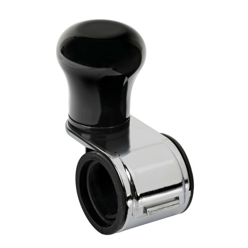 Kormánytekerő gomb, fekete-króm, alumínium, Lampa Revolve