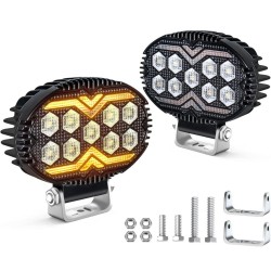 Munkalámpa, LED-es, index funkciós, ovális, 2db-os 12-60V 22W Autolife 26085