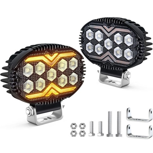 Munkalámpa, LED-es, index funkciós, ovális, 2db-os 12-60V 22W Autolife 26085