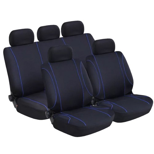Üléshuzat, univerzális fekete, kék csíkkal 9 részes, Anma