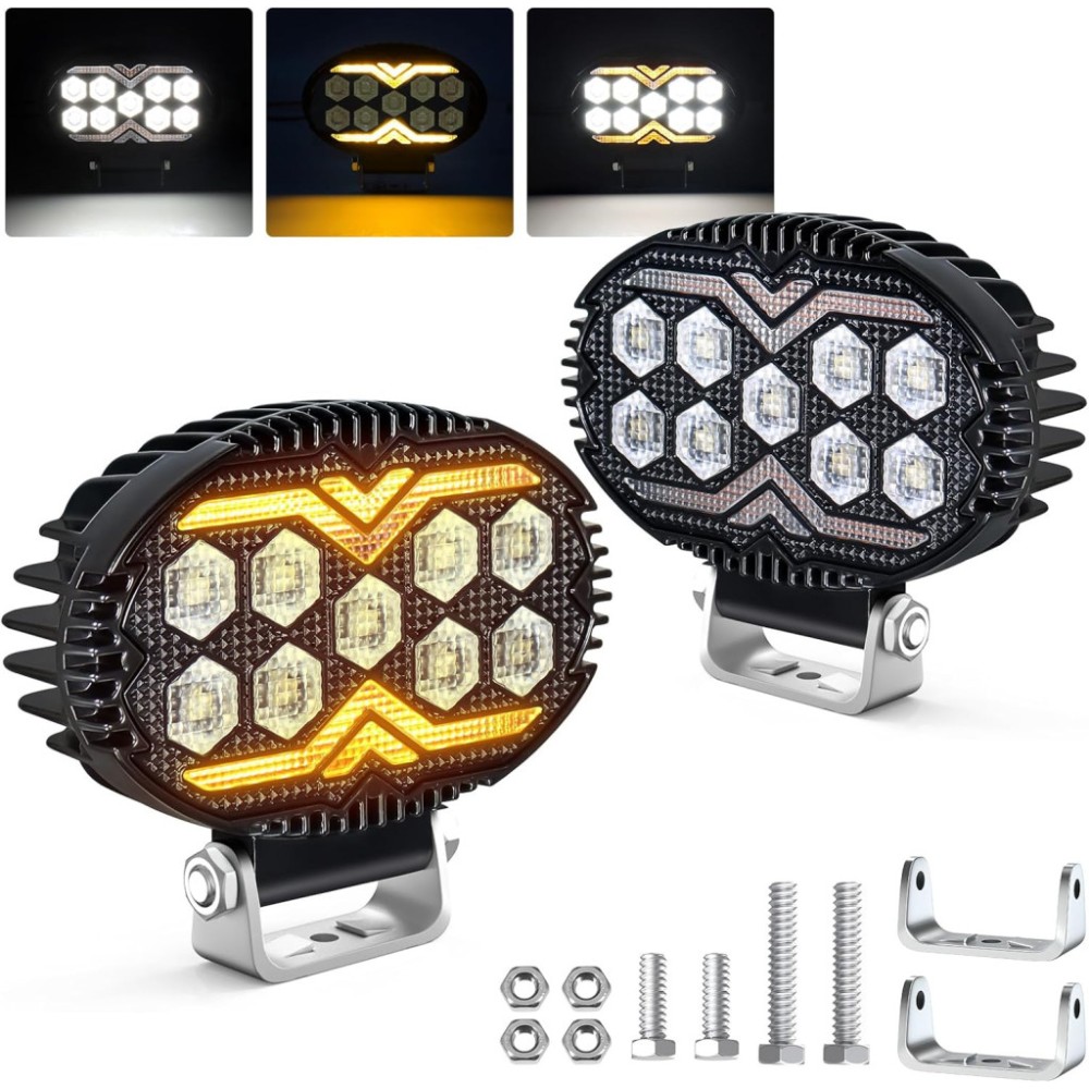 Munkalámpa, LED-es, index funkciós, ovális, 2db-os 12-60V 22W Autolife 26085