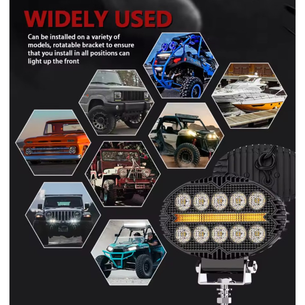 Munkalámpa, LED-es, index funkciós, ovális, 2db-os 12-60V 22W Autolife 26085