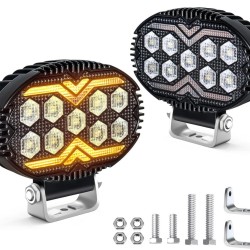 Munkalámpa, LED-es, index funkciós, ovális, 2db-os 12-60V 22W Autolife 26085