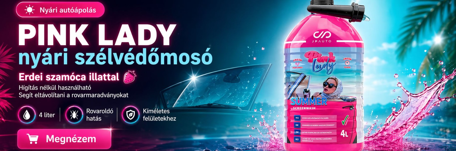 Pink Lady nyári szélvédőmosó folyadék bogároldó adalékkal