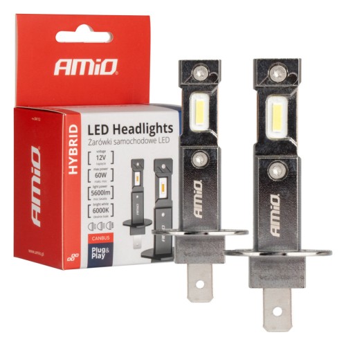 Amio LED fényszórók Hybrid sorozat H1 6000K Canbus 60W AMIO-04112