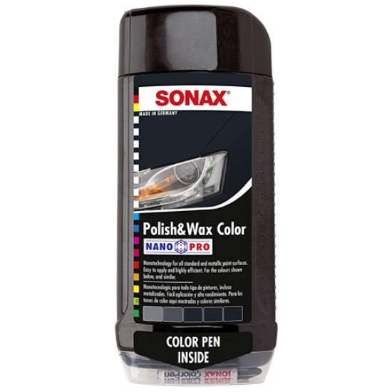 Autópolír és viasz, fekete 500ml Sonax Polish & Wax Color NanoPro Autópolír és viasz, fekete 500ml Sonax Polish & Wax Color NanoPro