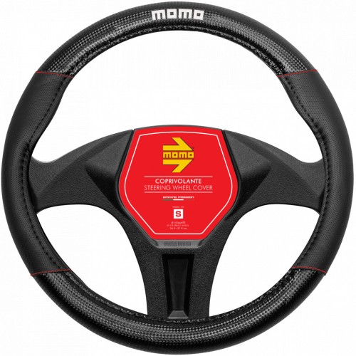Kormányvédő 37-39cm, prémium, karbon-fekete-piros, Momo SWC013BR
