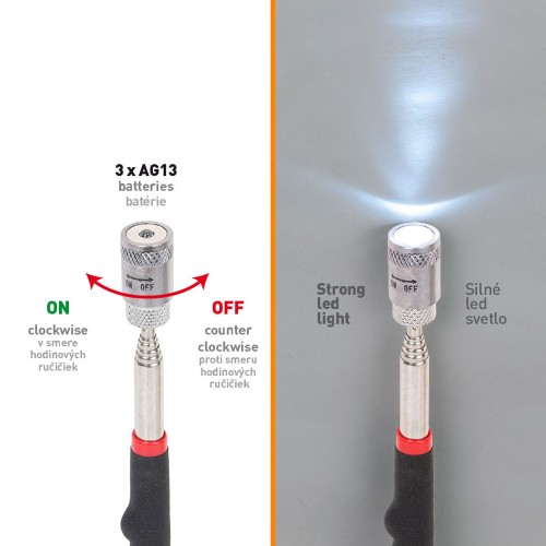 Mágneses teleszkópos LED-es alkatrészkiszedő szerszám AM0597