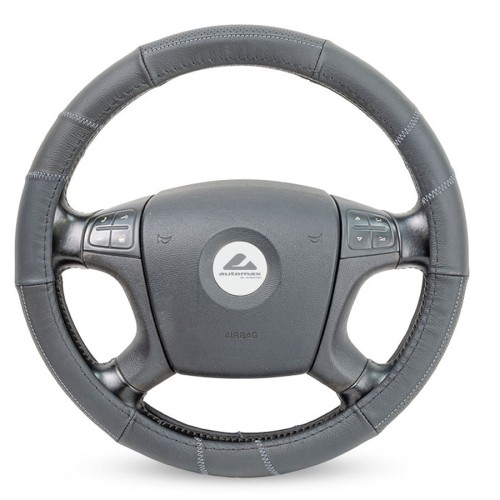 Kormányvédő 37-39cm valódi bőr, fekete-szürke AM8721