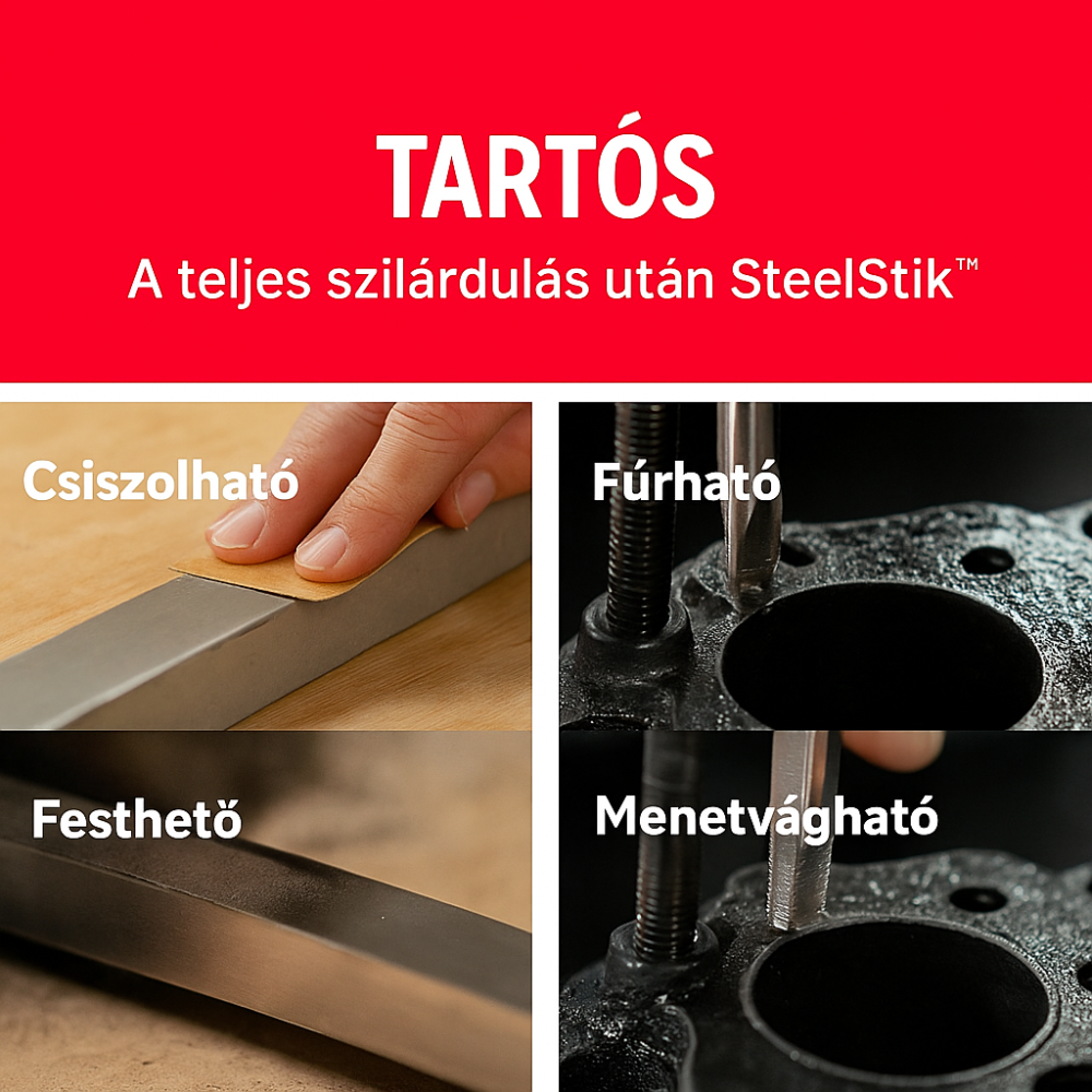 Üzemanyagtartály és hűtőjavító vaskemény prémium javító gyurma 57g J-B Weld 8267