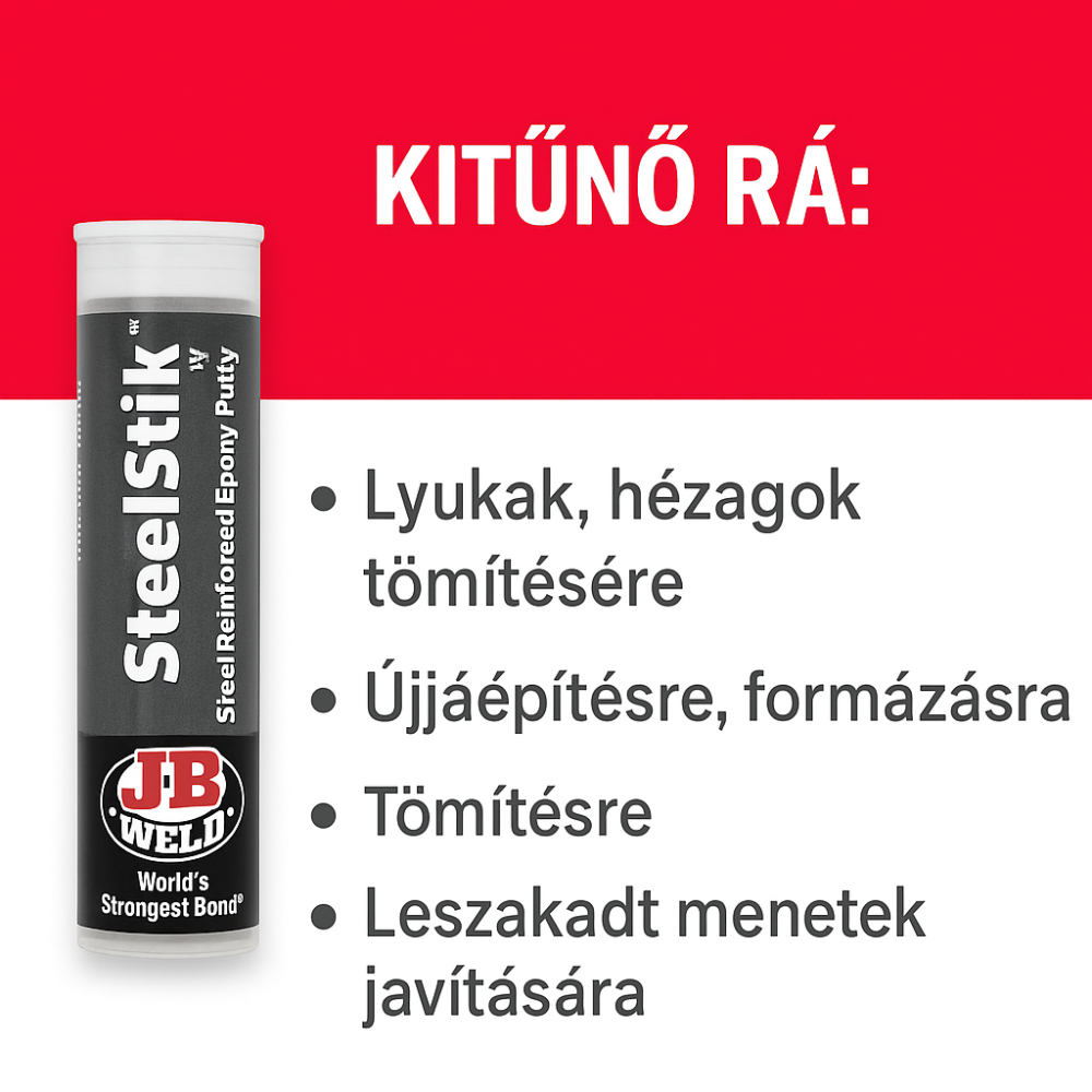 Üzemanyagtartály és hűtőjavító vaskemény prémium javító gyurma 57g J-B Weld 8267
