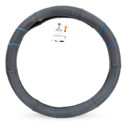 Kormányvédő 37-39cm valódi bőr, fekete-kék AM8259