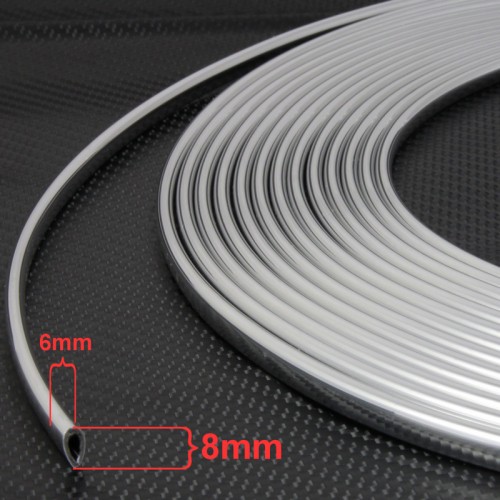 Ajtóélvédő és rács króm dekoráció vágható U-profil 8/6 mm 90885