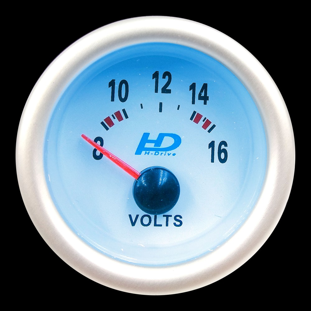 Műszer, feszültségmérő, kék ledes, 52 mm LED7701