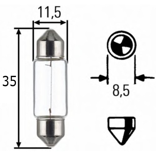 Izzó 12V/10 Watt szofita 10x35 mm, fehér SCT 202099