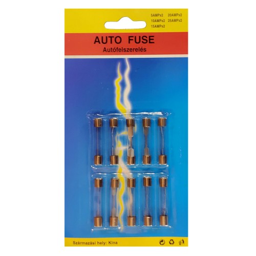 Biztosíték készlet üveg 10db-os 32x6mm 17242