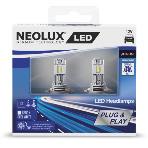 LED H7/H18/12V/12W/ Cool White 6000K Neolux N499DWBS-2SCB