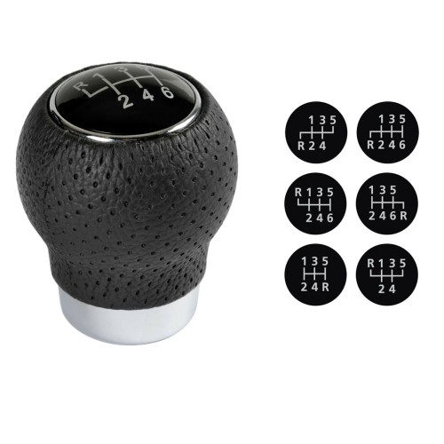 Sebességváltó gomb bőr fekete 6+1 elosztással Maxeed 8102B