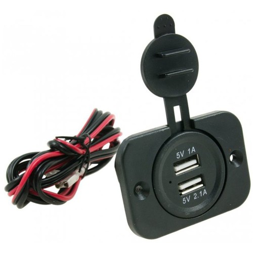 Beépíthető USB aljzat 12V/24V 2db USB port 2.1A 30211