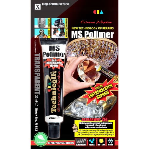 Extra erős, színtelen MS polimer ragasztógél 20ml Technicqll R-812