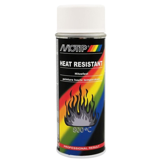 Fehér hőálló festék spray 800°C 400ml Motip 004036