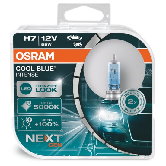 Izzó 12V/55W/H7 2db/+100% 5000K Osram Cool Blue Intense Nextgen 64210CBN