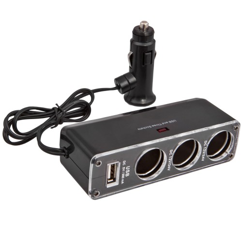 Szivargyújtó elosztó 3-as 12/24V 60 Watt + USB 93916