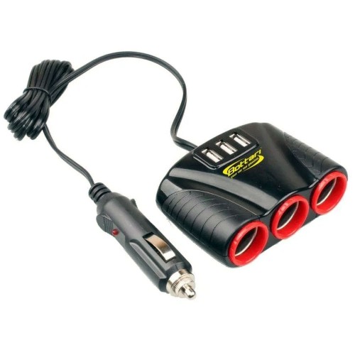 Szivargyújtó elosztó 3-as +3db USB 30328