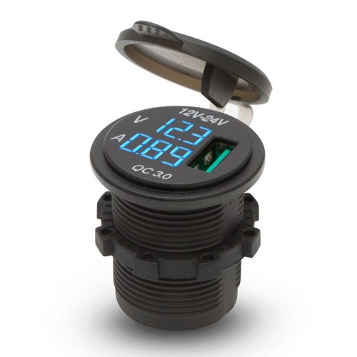 USB aljzat, szivargyújtó helyére építhető, kijelzővel(12/24V) 54927BL