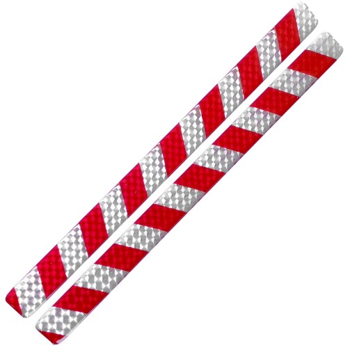 Fényvisszaverő matrica 2db-os 2x30cm műgyantás ezüst-piros 808