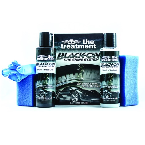 Gumiápoló Black-On Tire Shine System fekete gumibevonó készlet, The Treatment