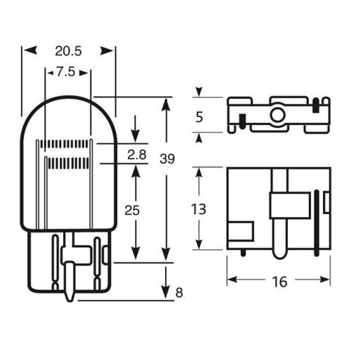 Izzó 12V/21W/5W fehér W3x16q (japán féklámpa izzó) SCT 202303