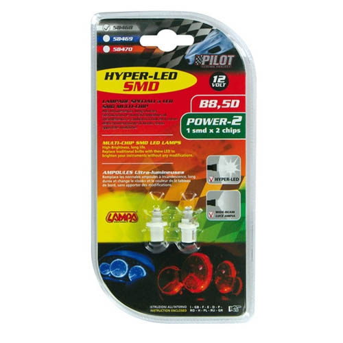 Izzó 12V B8,5D SMD LED, fehér 2db