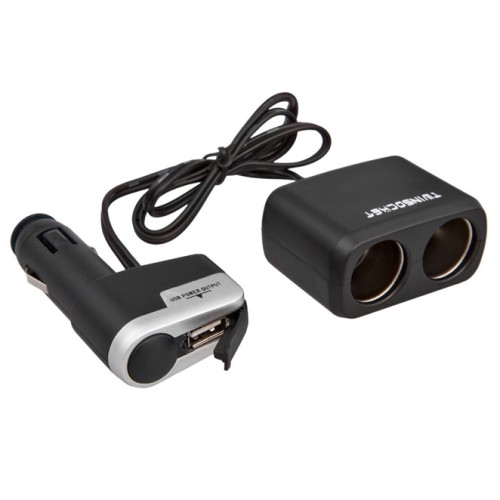 Szivargyújtó elosztó 2-es 12/24V + USB 94142