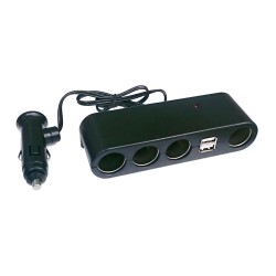Szivargyújtó elosztó 4-es + 2db USB 1A WF-0120-4