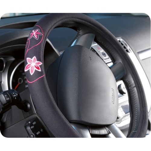 Kormányvédő 37-39cm fekete-pink virágmintás Oriental Flower 29201